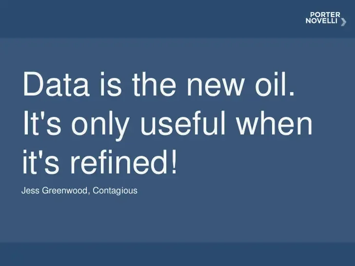A marketing slide comparing data refinement with oil