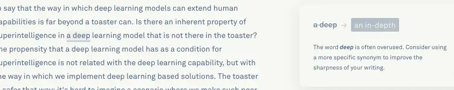 An editorial suggestion to replace deep with in-depth