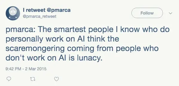 A quoted social-media exchange about AI fears